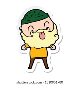 sticker of a man with beard sticking out tongue