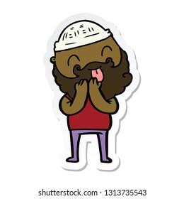 sticker of a man with beard sticking out tongue