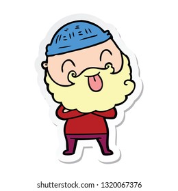 sticker of a man with beard sticking out tongue