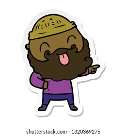 sticker of a man with beard sticking out tongue