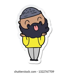 sticker of a man with beard sticking out tongue