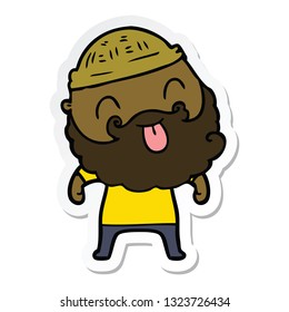 sticker of a man with beard sticking out tongue