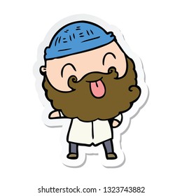 sticker of a man with beard sticking out tongue