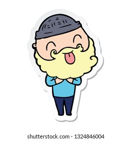 sticker of a man with beard sticking out tongue