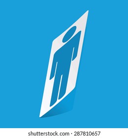 Sticker with man icon, isolated on blue