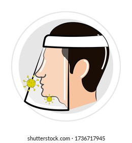 Sticker of a man icon with a safety visor for virus - Vector