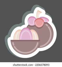 Sticker Mangosteen. related to Thailand symbol. simple design editable. simple illustration. simple vector icons. World Travel tourism. Thai
