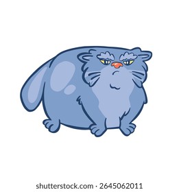 Sticker manul fat and dissatisfied color vector