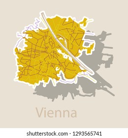 Sticker map of the city of Vienna, Austria