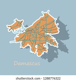 Sticker map Illustration design - Damascus city