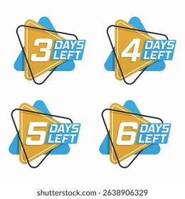 Sticker marketing template with label counter clock countdown timer symbol one two three four five six seven eight time offer badge sale promotion deal icon vector week day business