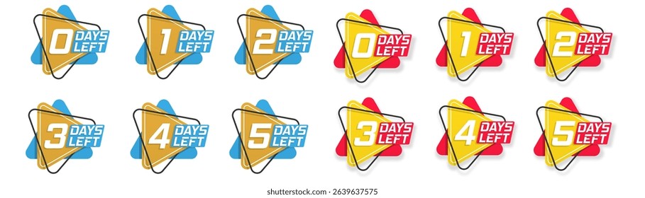 Sticker marketing template with label counter clock countdown timer symbol one two three four five six seven eight time offer badge sale promotion deal icon vector week day business
