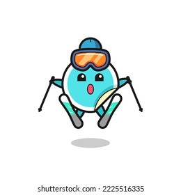sticker mascot character as a ski player , cute style design for t shirt, sticker, logo element