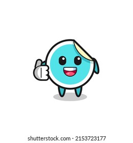 sticker mascot doing thumbs up gesture , cute design