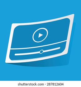 Sticker with mediaplayer icon, isolated on blue