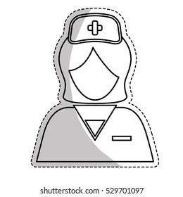 sticker of medical woman nurse icon over white background. vector illustration