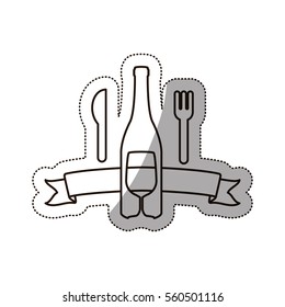 sticker medium shade of bottle goblet with cutlery