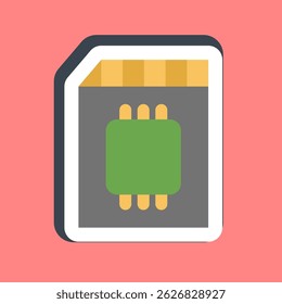 Sticker memory card. Computer components elements.