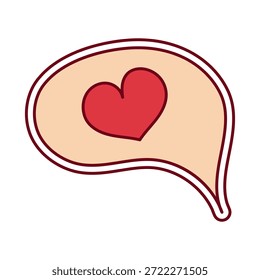 Sticker message bubble with heart. On Valentine's Day. It is an element for greeting cards, invitations, weddings and packaging.