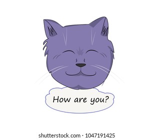 Sticker for messengers and applications "How are you" polite and friendly cat.