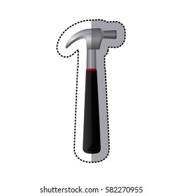 sticker metallic hammer icon tool vector illustration