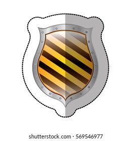 sticker metallic shield with colorful diagonal lines shape