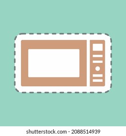 Sticker Microwave - Line Cut - Simple illustration,Editable stroke,Design template vector, Good for prints, posters, advertisements, announcements, info graphics, etc.