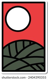 Sticker Mini Hanafuda Hazuki Awn Moon August Awn to Moon