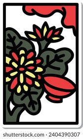 Sticker Mini Hanafuda Nagatsuki Chrysanthemum Cup September Chrysanthemum and Cup