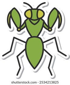 Sticker mini insect single item icon praying mantis