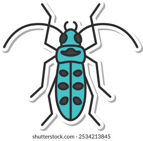 Sticker mini insect single item icon longhorn beetle