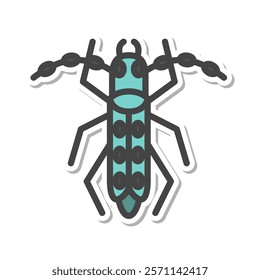 Sticker mini insect single item icon longhorn beetle