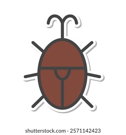 Sticker mini insect single item icon rhinoceros beetle