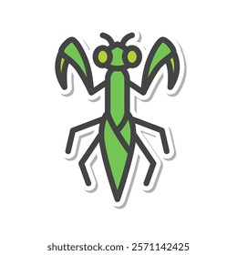 Sticker mini insect single item icon praying mantis