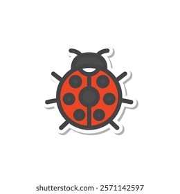 Sticker mini insect single item icon ladybug