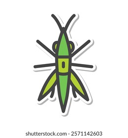 Sticker mini insect single item icon: Scarlet grasshopper