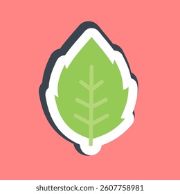 Sticker mint. Plant leaves elements.
