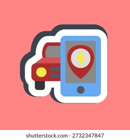 Pegatina App móviles ev. Elementos de vehículos eléctricos.