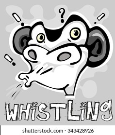 Sticker. Monkey. Whistling.