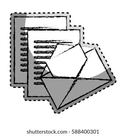 sticker monochrome blurred with envelope mail and documents sheets
