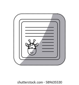 sticker monochrome card with male giraffe head vector illustration