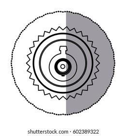 sticker of monochrome circular frame with contour sawtooth of video security camera lens vector illustration