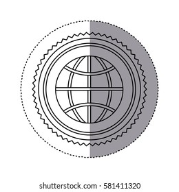 sticker monochrome of circular frame with ecologic world vector illustration