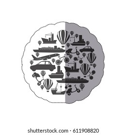 sticker monochrome circular pattern formed by means transport vector illustration