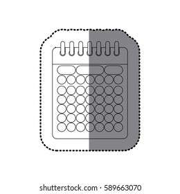 sticker monochrome contour of calendar with spiral vector illustration