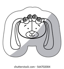 sticker monochrome contour and half shadow with face of bride dog