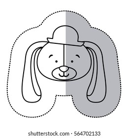 sticker monochrome contour and half shadow with face of groom dog