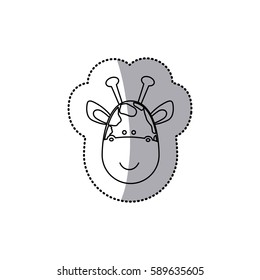 sticker monochrome contour with male giraffe head vector illustration