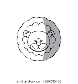 sticker monochrome contour with male lion head vector illustration