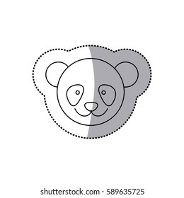 sticker monochrome contour with male panda head vector illustration